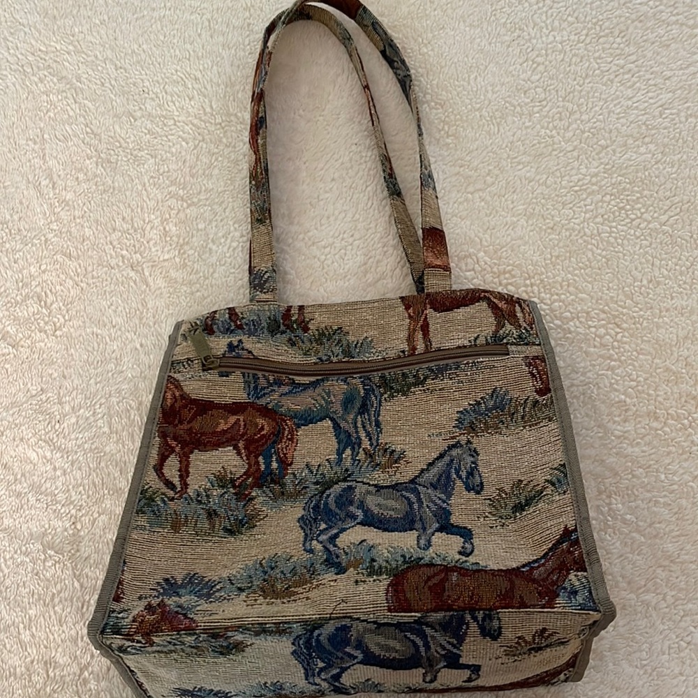 Equestrian Theme Tapestry Tote